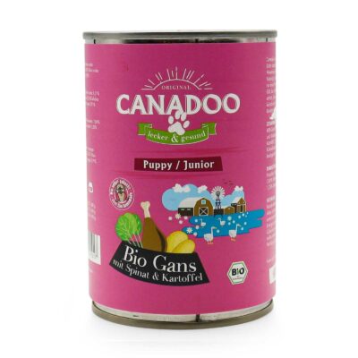HealthyDog Canadoo Puppy / Junior Nassfutter Bio Gans mit Spinat & Kartoffel