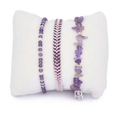 HealthyDog Boho Betty "Maupiti" Amethyst - & Silberarmband Set